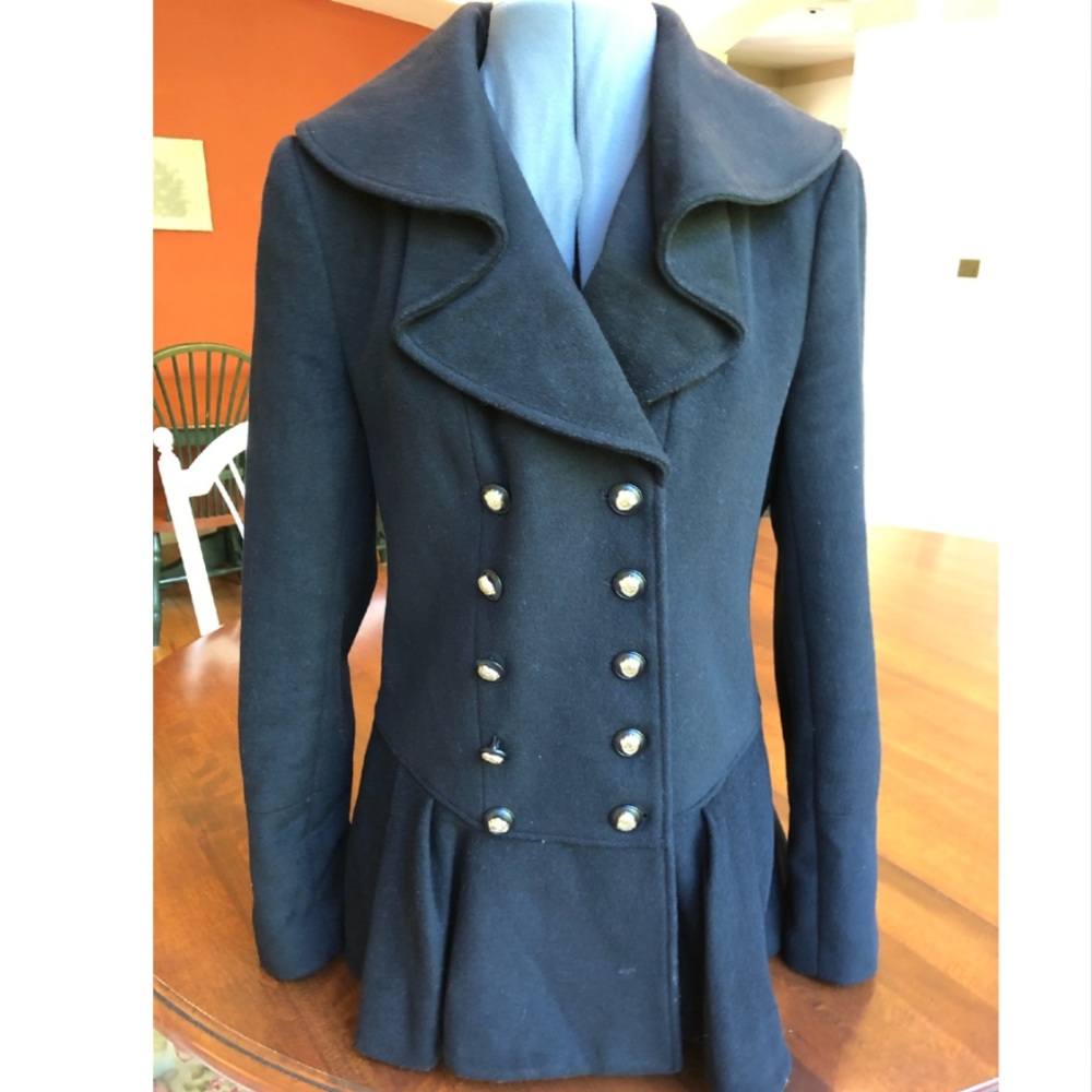 Red-Lined Button Up Coat
